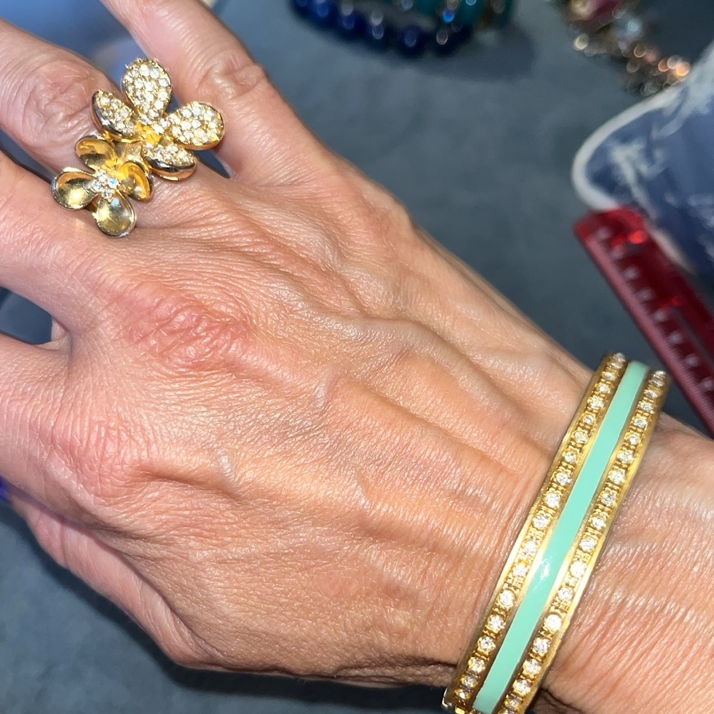 Flower Statement Ring One Size Adjustable With Fr… - image 3